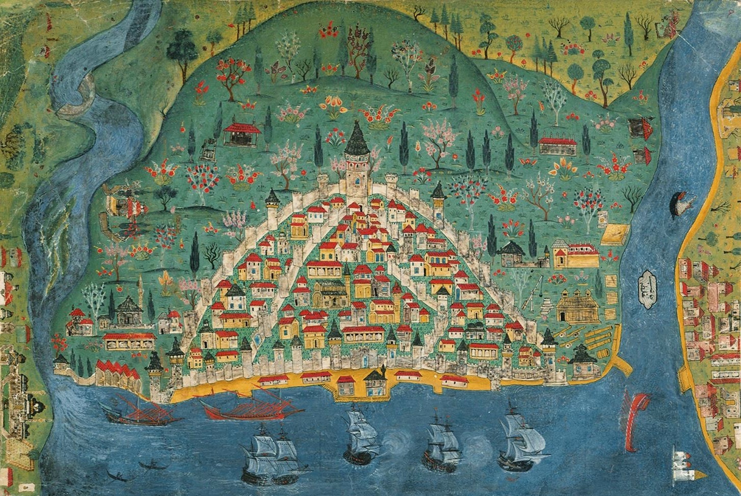 Matrakçı Nasuh minyatüründe Galata ve Galata Kulesi, 1537